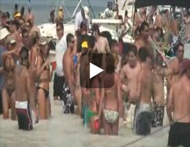 Sexy bitch having wild party in Canada beach